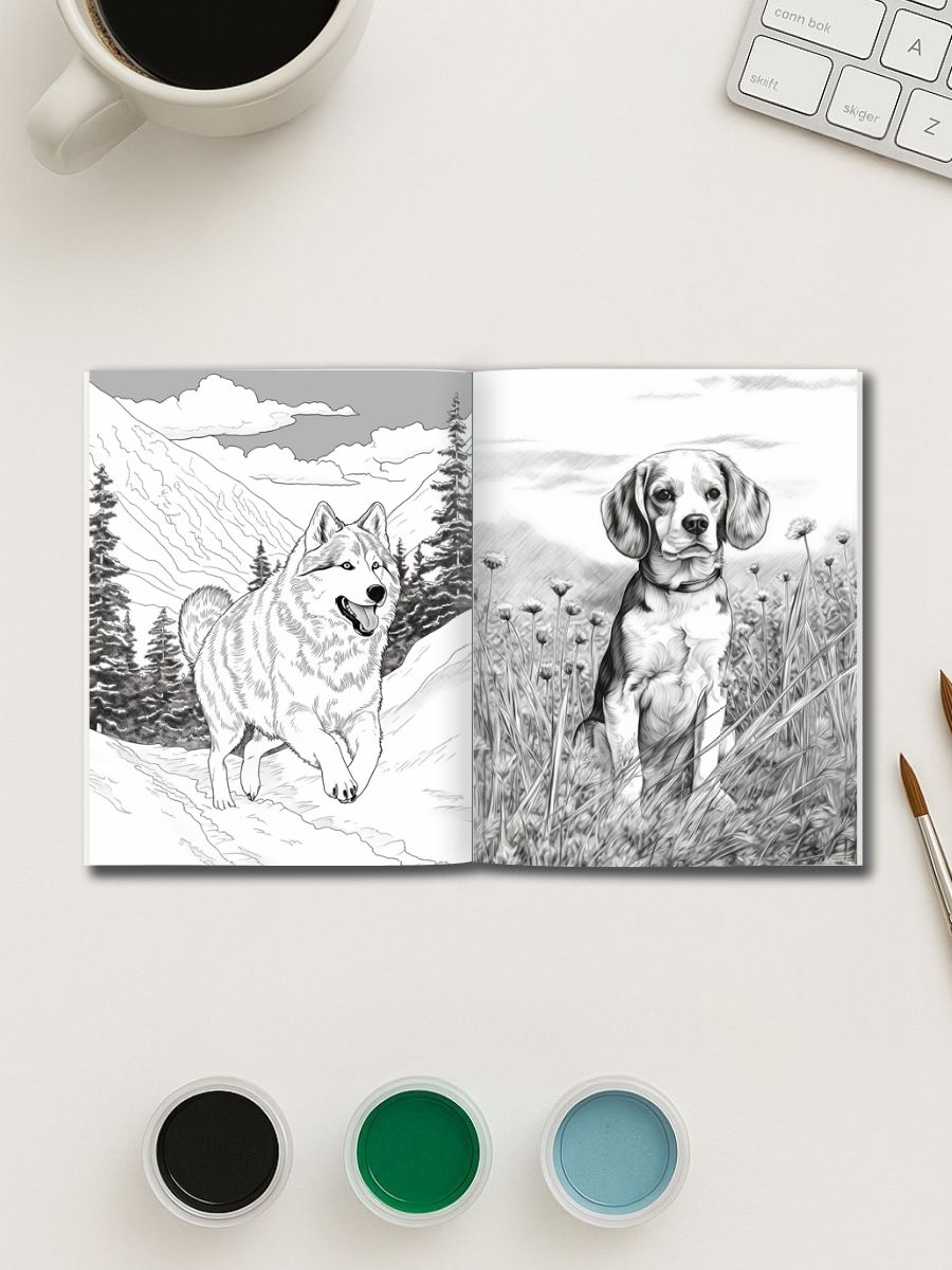 Loyal Companions – 25 Realistic Dog Coloring Pages - Image 3