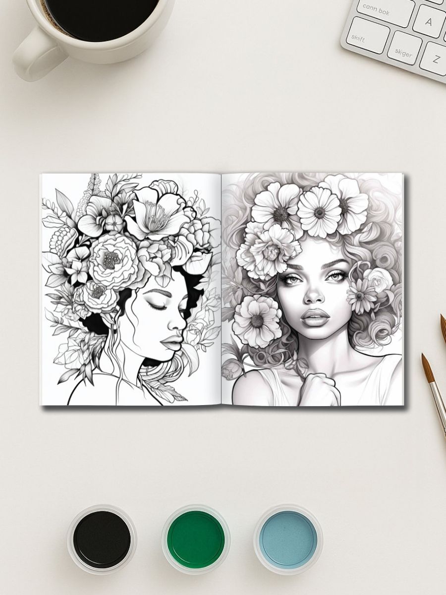Bold & Beautiful – 1366 Black Women Coloring Page Mega Bundle - Image 3