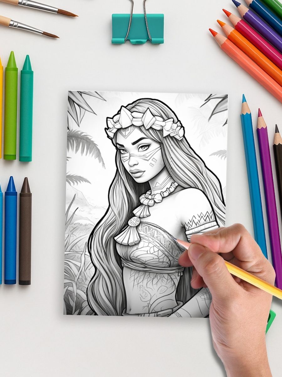 Island Royalty – 45 Polynesian Princess Coloring Pages - Image 5