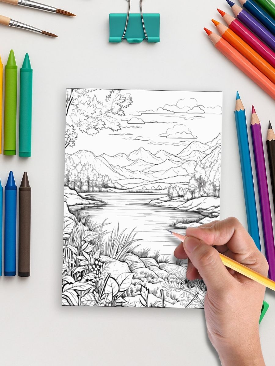 Nature Escapes – 50 Scenic Landscape Coloring Pages - Image 5