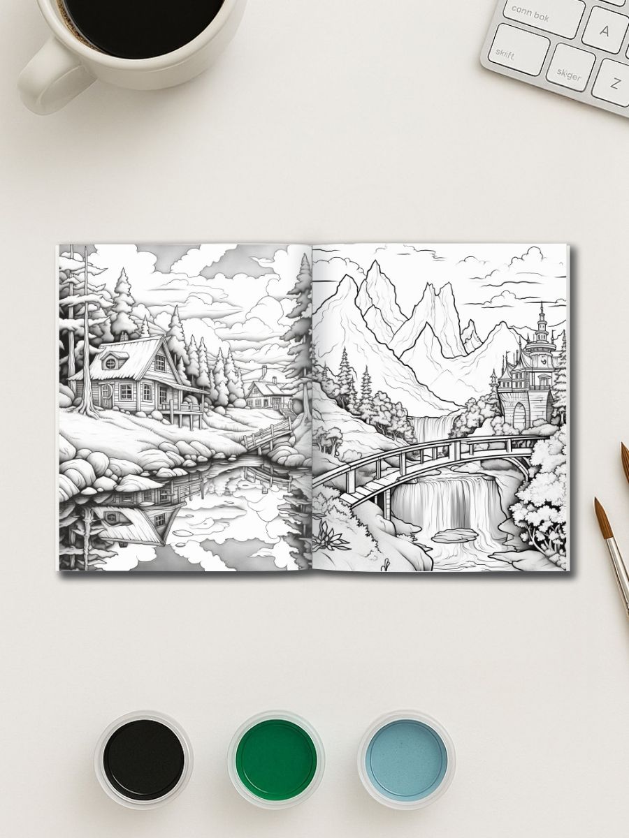 Boho Vistas – 200 Landscape Coloring Pages - Image 3