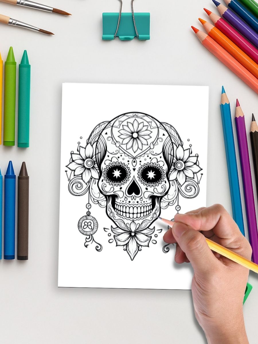 Sugar Skull Fiesta – 100 Coloring Pages - Image 5