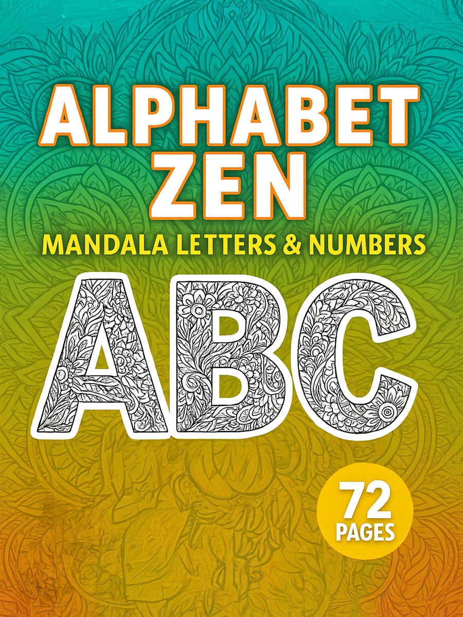 Alphabet Zen – 72 Mandala Letters & Numbers
