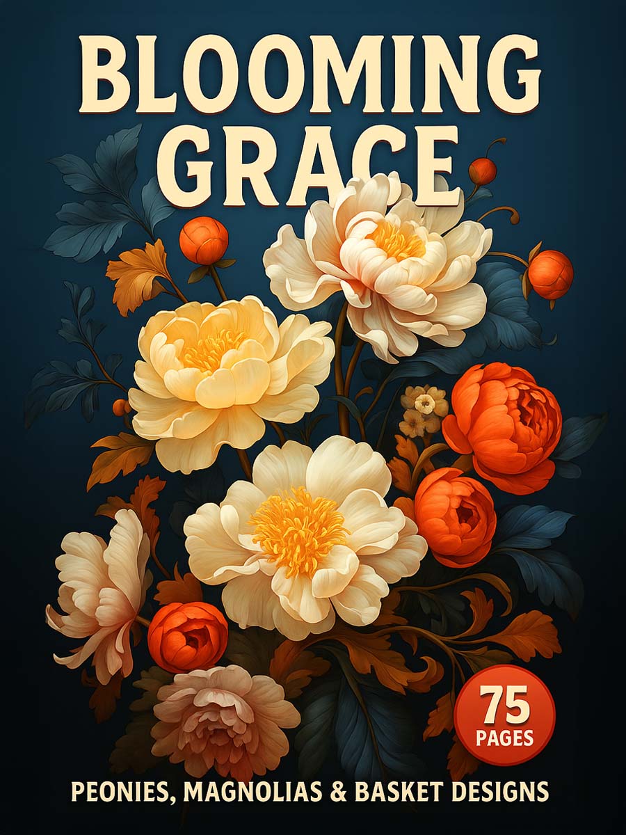 Blooming Grace – 75 Peonies, Magnolias & Basket Designs