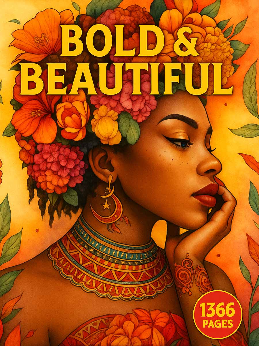 Bold & Beautiful – 1366 Black Women Coloring Page Mega Bundle