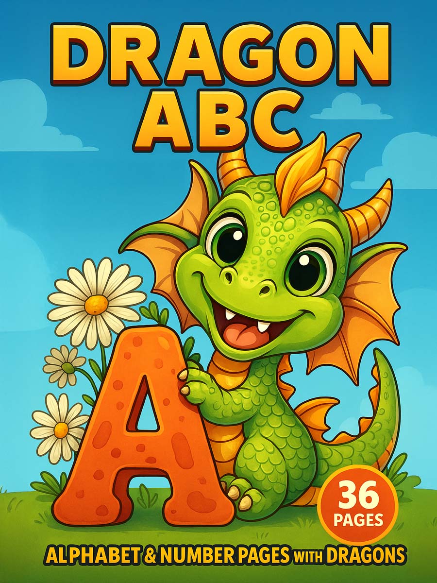 Dragon ABC – 36 Alphabet & Number Pages with Dragons