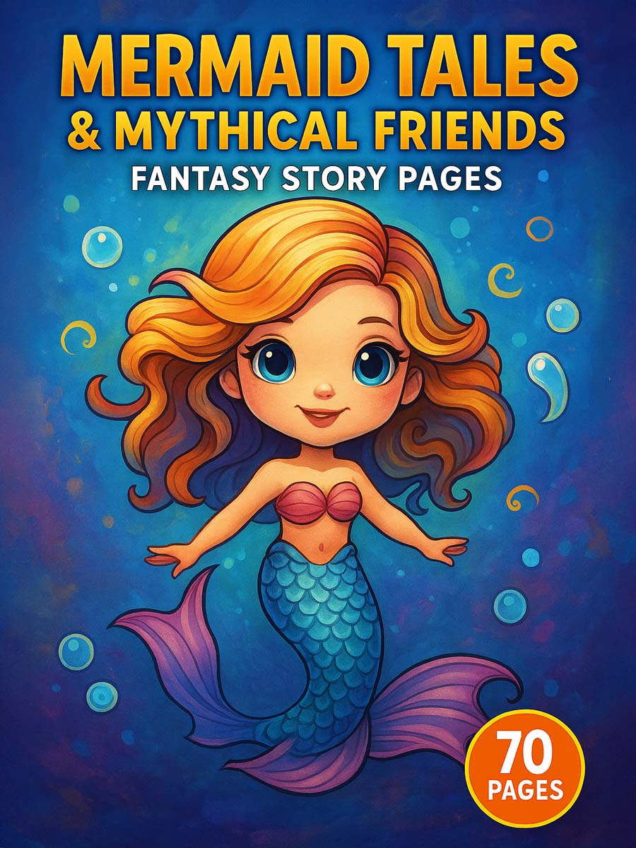 Mermaid Tales & Mythical Friends – 70 Fantasy Story Coloring Pages