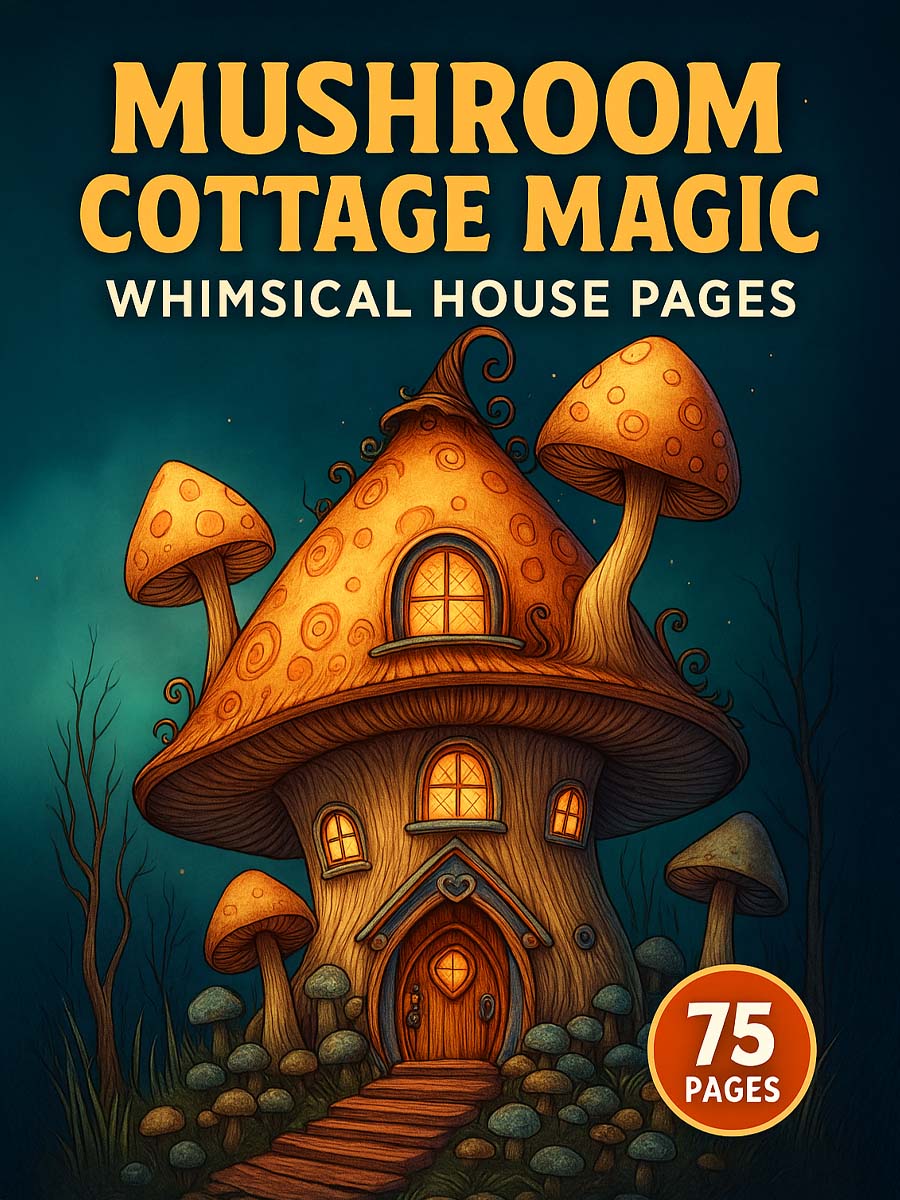 Mushroom Cottage Magic – 75 Whimsical House Pages