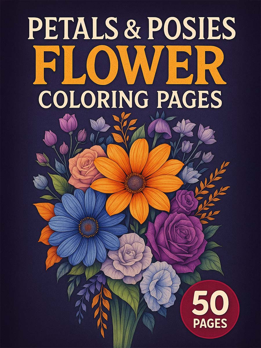 Petals & Posies – 50 Flower Coloring Pages