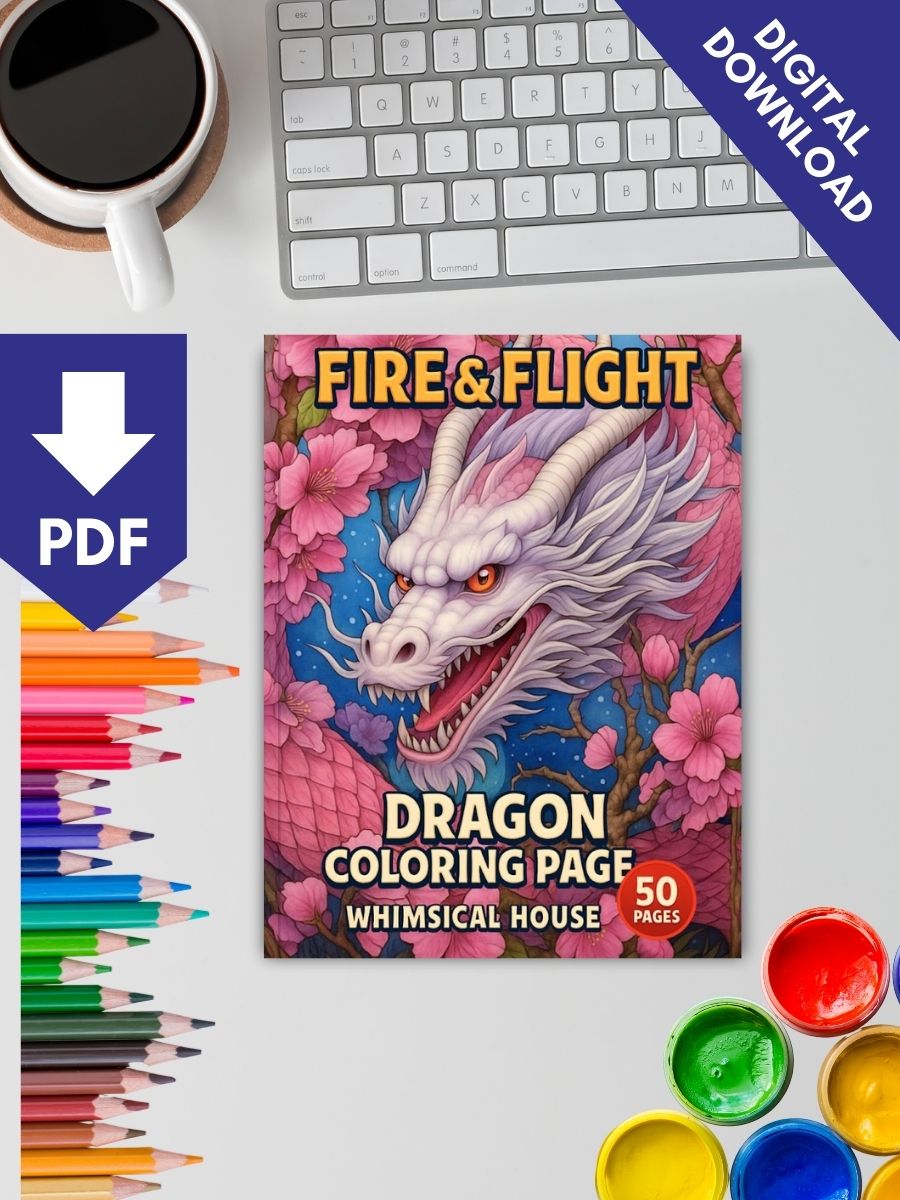 Fire & Flight – 50 Dragon Coloring Pages - Image 2