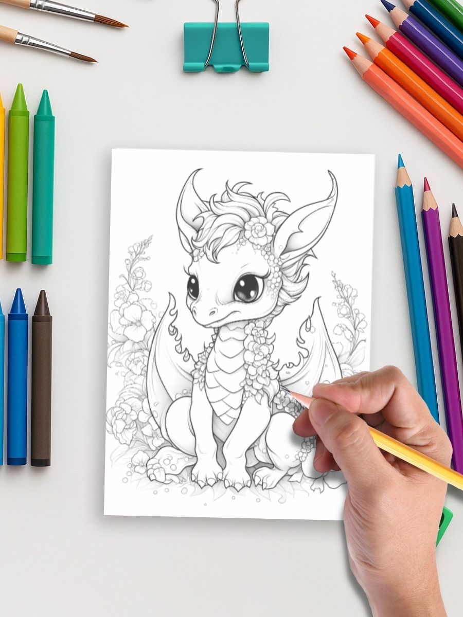 Fire & Flight – 50 Dragon Coloring Pages - Image 5