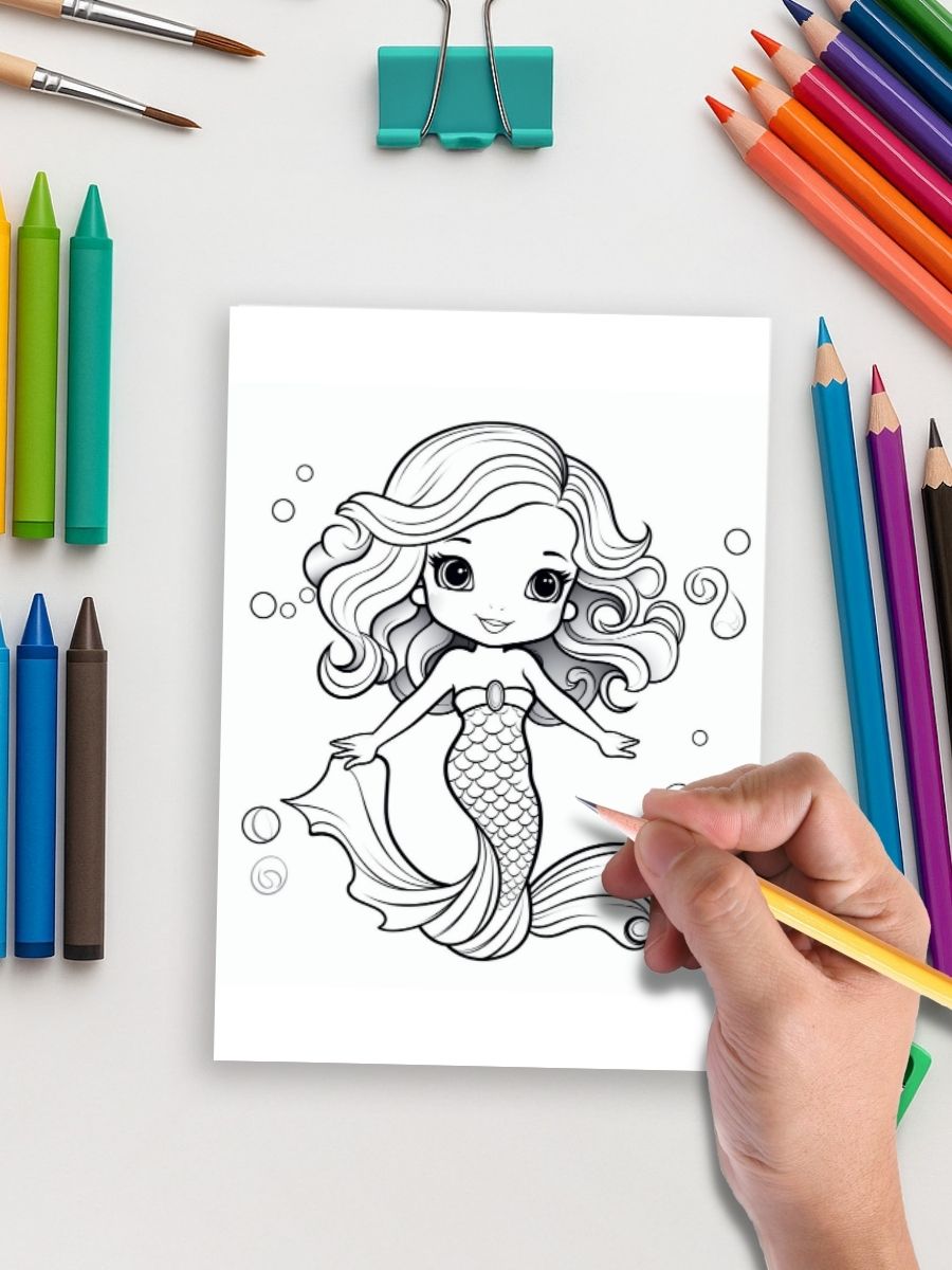 Mermaid Tales & Mythical Friends – 70 Fantasy Story Coloring Pages - Image 5