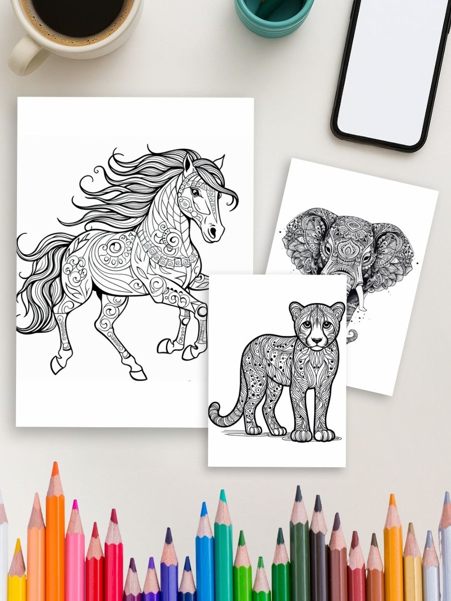 Wild & Whimsical – 163 Mandala Animal Coloring Pages - Image 4