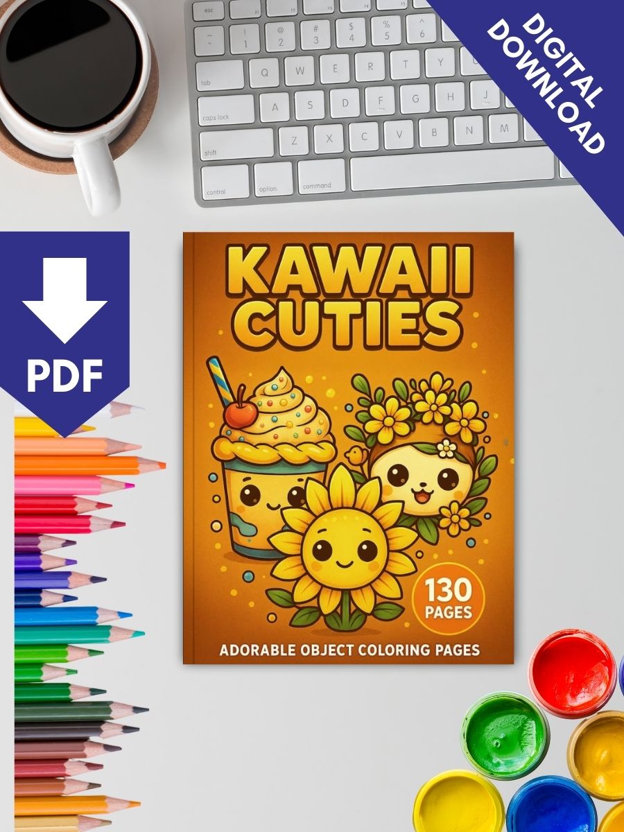 Kawaii Cuties – 130 Adorable Everyday Object Coloring Pages - Image 2