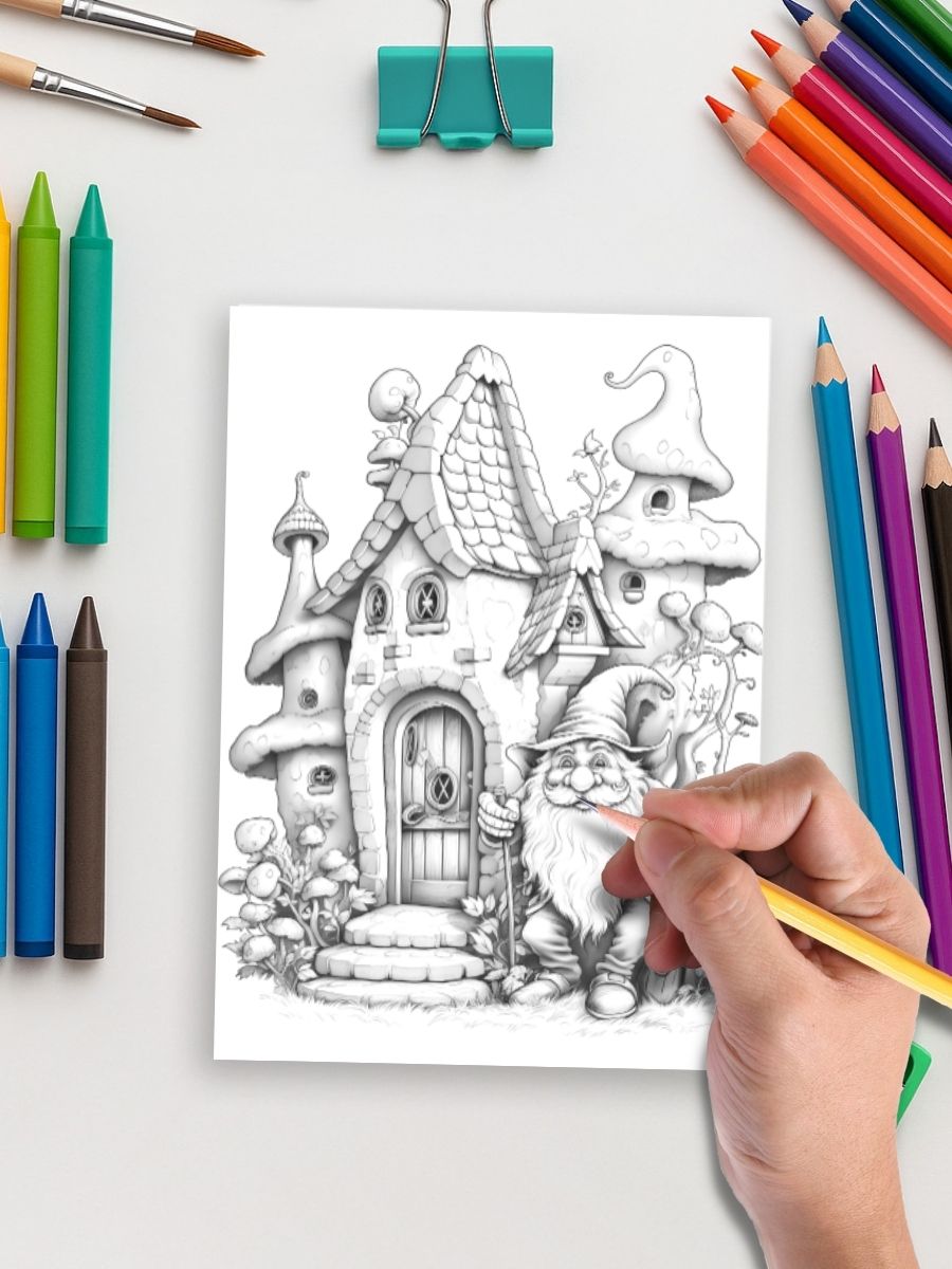 Garden Gnome Tales – 75 Whimsical Gnome Coloring Pages - Image 5