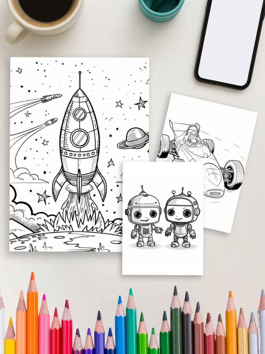 Boys’ Galaxy Pack – 324 Pages of Robots, Cars & Rockets - Image 4