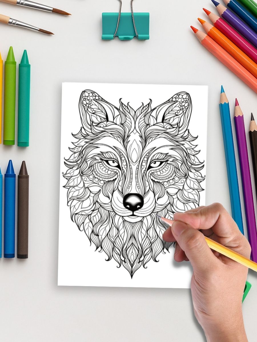 Mandala Wolves – 50 Wild & Whimsical Wolf Pages - Image 5